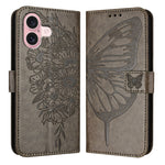 Étui de téléphone en cuir avec papillon en relief, pour iPhone 16 Pro, pour iPhone 16 Plus, pour iPhone 16, pour iPhone 15 Pro Max, pour iPhone 15 Pro, pour iPhone 15 Plus
