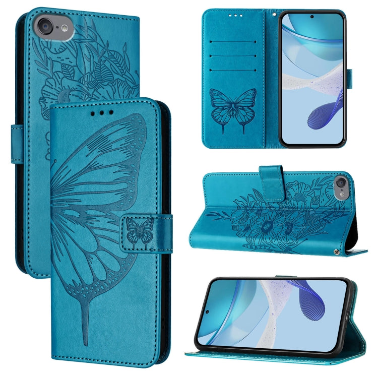 Étui de téléphone en cuir avec papillon en relief, pour iPhone 15, pour iPod Touch 7 / 6 / 5