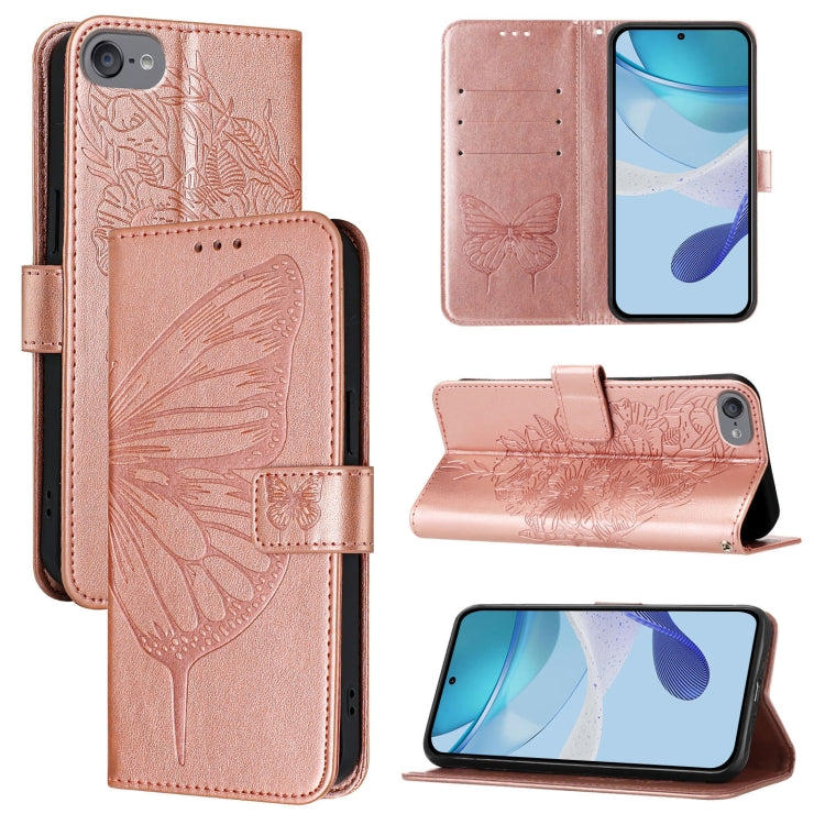 Étui de téléphone en cuir avec papillon en relief, pour iPhone 15, pour iPod Touch 7 / 6 / 5