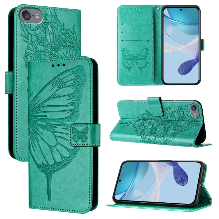 Étui de téléphone en cuir avec papillon en relief, pour iPhone 15, pour iPod Touch 7 / 6 / 5