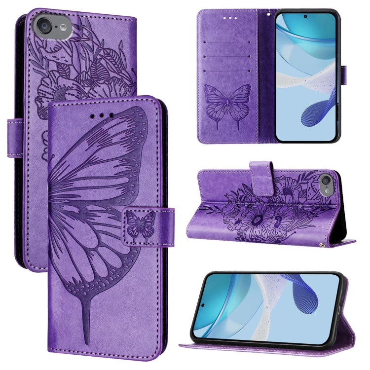 Étui de téléphone en cuir avec papillon en relief, pour iPhone 15, pour iPod Touch 7 / 6 / 5