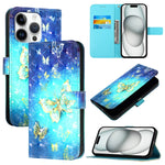 Étui de téléphone en cuir à rabat horizontal avec peinture 3D, pour iPhone 16 Pro, pour iPhone 16 Plus, pour iPhone 16, pour iPhone 15 Pro Max, pour iPhone 15 Pro, pour iPhone 15 Plus