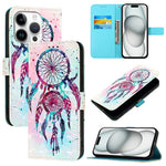 Étui de téléphone en cuir à rabat horizontal avec peinture 3D, pour iPhone 16 Pro, pour iPhone 16 Plus, pour iPhone 16, pour iPhone 15 Pro Max, pour iPhone 15 Pro, pour iPhone 15 Plus