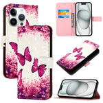 Étui de téléphone en cuir à rabat horizontal avec peinture 3D, pour iPhone 16 Pro, pour iPhone 16 Plus, pour iPhone 16, pour iPhone 15 Pro Max, pour iPhone 15 Pro, pour iPhone 15 Plus