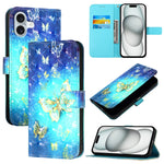 Étui de téléphone en cuir à rabat horizontal avec peinture 3D, pour iPhone 16 Pro, pour iPhone 16 Plus, pour iPhone 16, pour iPhone 15 Pro Max, pour iPhone 15 Pro, pour iPhone 15 Plus