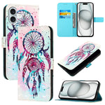 Étui de téléphone en cuir à rabat horizontal avec peinture 3D, pour iPhone 16 Pro, pour iPhone 16 Plus, pour iPhone 16, pour iPhone 15 Pro Max, pour iPhone 15 Pro, pour iPhone 15 Plus