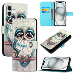 Étui de téléphone en cuir à rabat horizontal avec peinture 3D, pour iPhone 16 Pro, pour iPhone 16 Plus, pour iPhone 16, pour iPhone 15 Pro Max, pour iPhone 15 Pro, pour iPhone 15 Plus