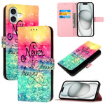 Étui de téléphone en cuir à rabat horizontal avec peinture 3D, pour iPhone 16 Pro, pour iPhone 16 Plus, pour iPhone 16, pour iPhone 15 Pro Max, pour iPhone 15 Pro, pour iPhone 15 Plus