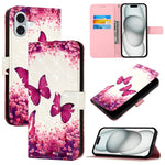 Étui de téléphone en cuir à rabat horizontal avec peinture 3D, pour iPhone 16 Pro, pour iPhone 16 Plus, pour iPhone 16, pour iPhone 15 Pro Max, pour iPhone 15 Pro, pour iPhone 15 Plus