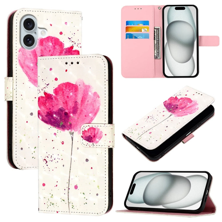 Étui de téléphone en cuir à rabat horizontal avec peinture 3D, pour iPhone 16 Pro, pour iPhone 16 Plus, pour iPhone 16, pour iPhone 15 Pro Max, pour iPhone 15 Pro, pour iPhone 15 Plus