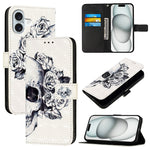 Étui de téléphone en cuir à rabat horizontal avec peinture 3D, pour iPhone 16 Pro, pour iPhone 16 Plus, pour iPhone 16, pour iPhone 15 Pro Max, pour iPhone 15 Pro, pour iPhone 15 Plus