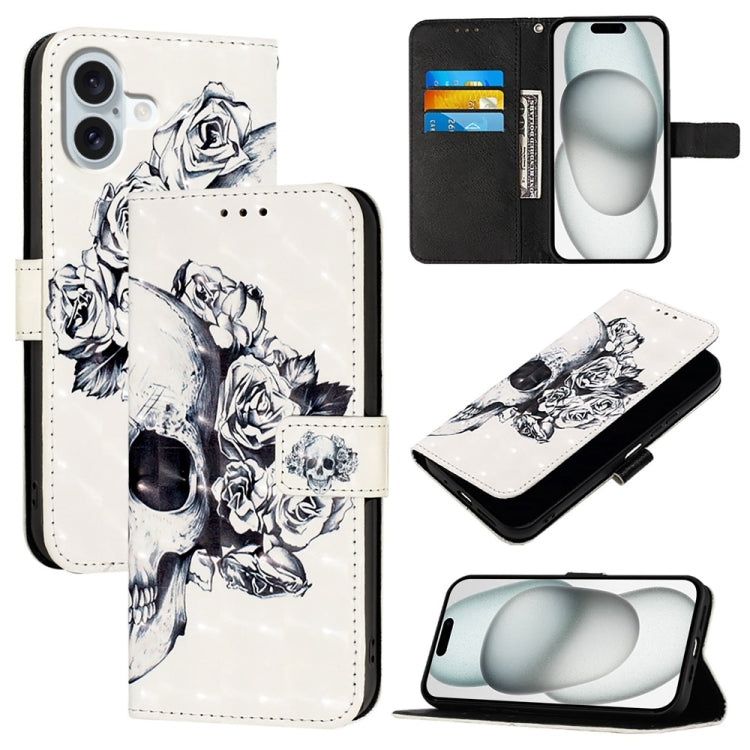 Étui de téléphone en cuir à rabat horizontal avec peinture 3D, pour iPhone 16 Pro, pour iPhone 16 Plus, pour iPhone 16, pour iPhone 15 Pro Max, pour iPhone 15 Pro, pour iPhone 15 Plus