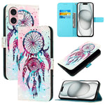 Étui de téléphone en cuir à rabat horizontal avec peinture 3D, pour iPhone 16 Pro, pour iPhone 16 Plus, pour iPhone 16, pour iPhone 15 Pro Max, pour iPhone 15 Pro, pour iPhone 15 Plus