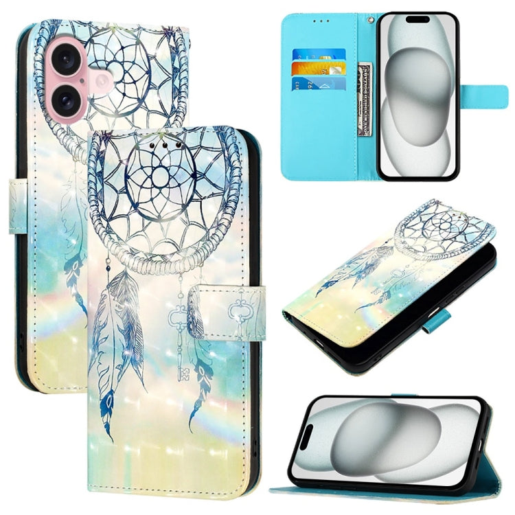 Étui de téléphone en cuir à rabat horizontal avec peinture 3D, pour iPhone 16 Pro, pour iPhone 16 Plus, pour iPhone 16, pour iPhone 15 Pro Max, pour iPhone 15 Pro, pour iPhone 15 Plus