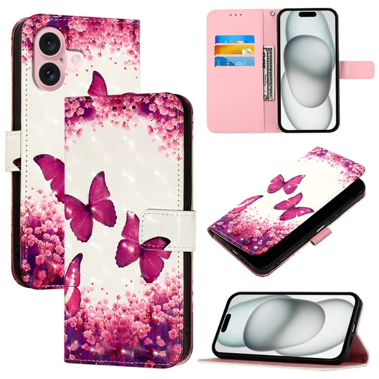 Étui de téléphone en cuir à rabat horizontal avec peinture 3D, pour iPhone 16 Pro, pour iPhone 16 Plus, pour iPhone 16, pour iPhone 15 Pro Max, pour iPhone 15 Pro, pour iPhone 15 Plus