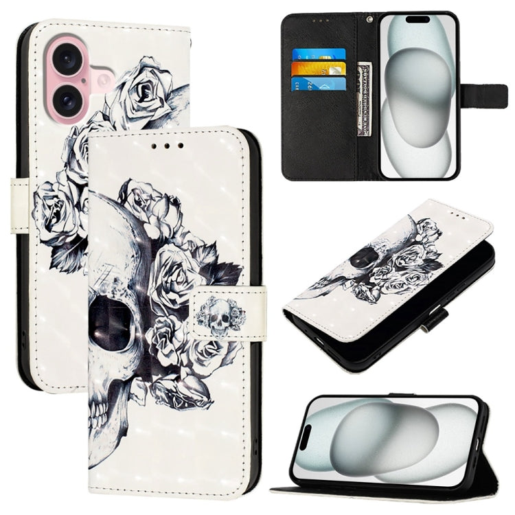 Étui de téléphone en cuir à rabat horizontal avec peinture 3D, pour iPhone 16 Pro, pour iPhone 16 Plus, pour iPhone 16, pour iPhone 15 Pro Max, pour iPhone 15 Pro, pour iPhone 15 Plus