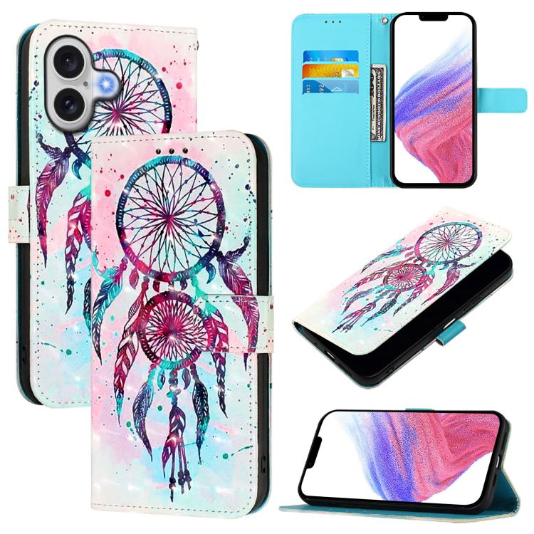 Coque de téléphone en cuir à rabat horizontal avec peinture 3D, pour iPhone 17e / 16e, pour iPhone 17 Pro Max, pour iPhone 17 Pro, pour iPhone 17, pour iPhone Air, pour iPhone 16 Pro Max