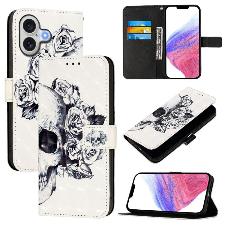Coque de téléphone en cuir à rabat horizontal avec peinture 3D, pour iPhone 17e / 16e, pour iPhone 17 Pro Max, pour iPhone 17 Pro, pour iPhone 17, pour iPhone Air, pour iPhone 16 Pro Max