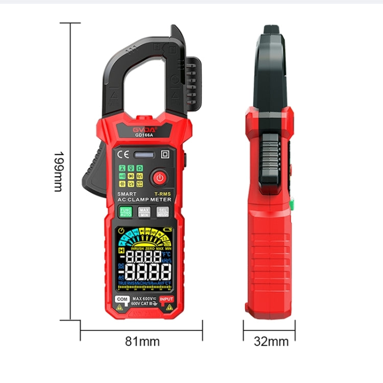 Multimètre pince numérique GVDA GD166B compatible courant continu, GD166B