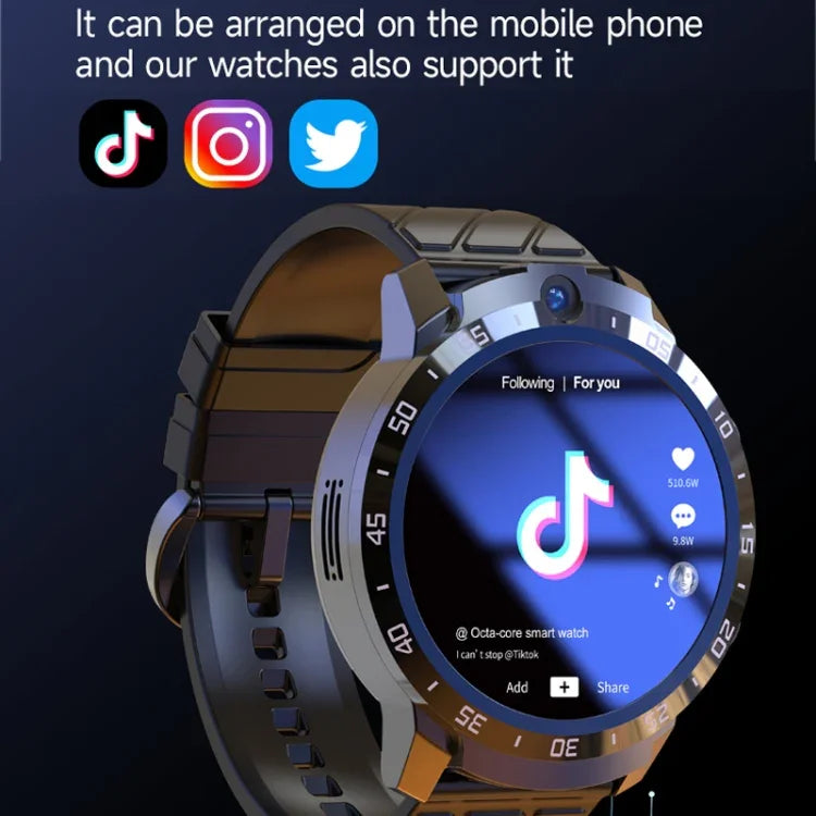 MT27 4G+64G, montre intelligente Android 8.1 4G étanche IP67 de 1,6 pouce, supporte la fréquence cardiaque / le GPS, bracelet en cuir