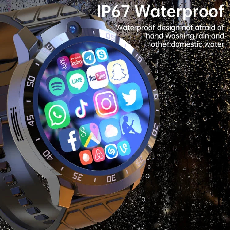 MT27 4G+64G, montre intelligente Android 8.1 4G étanche IP67 de 1,6 pouce, supporte la fréquence cardiaque / le GPS, bracelet en cuir