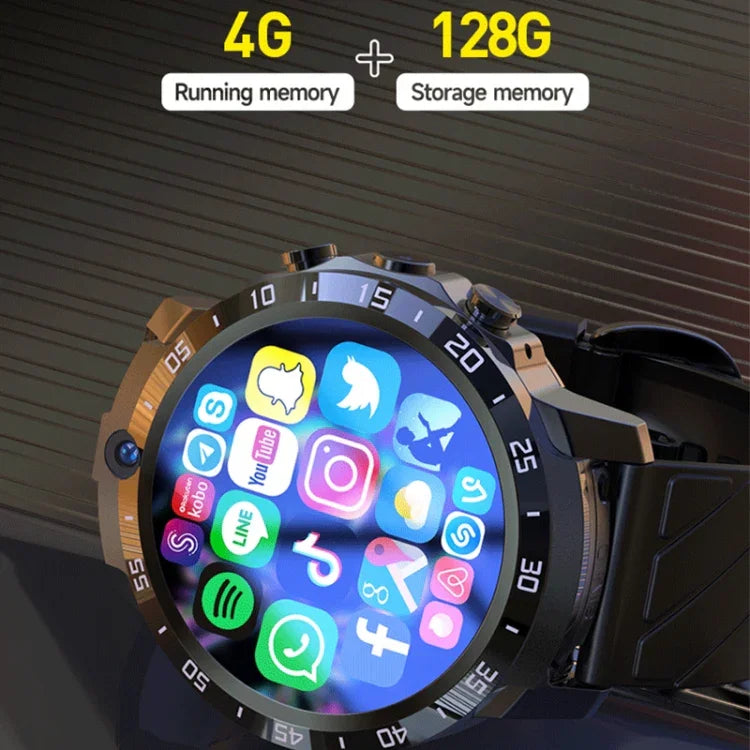 MT27 4G+64G, montre intelligente Android 8.1 4G étanche IP67 de 1,6 pouce, supporte la fréquence cardiaque / le GPS, bracelet en cuir
