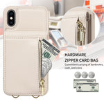 Étui portefeuille en cuir avec lanière bandoulière et fermeture éclair, Pour iPhone XS Max, Pour iPhone 7 Plus / 8 Plus