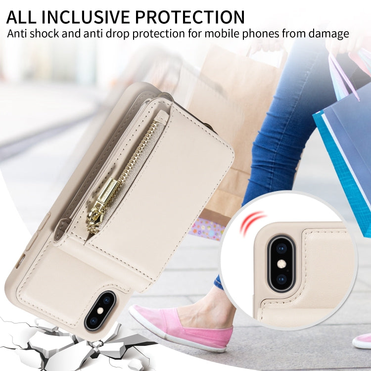 Étui portefeuille en cuir avec lanière bandoulière et fermeture éclair, Pour iPhone XS Max, Pour iPhone 7 Plus / 8 Plus