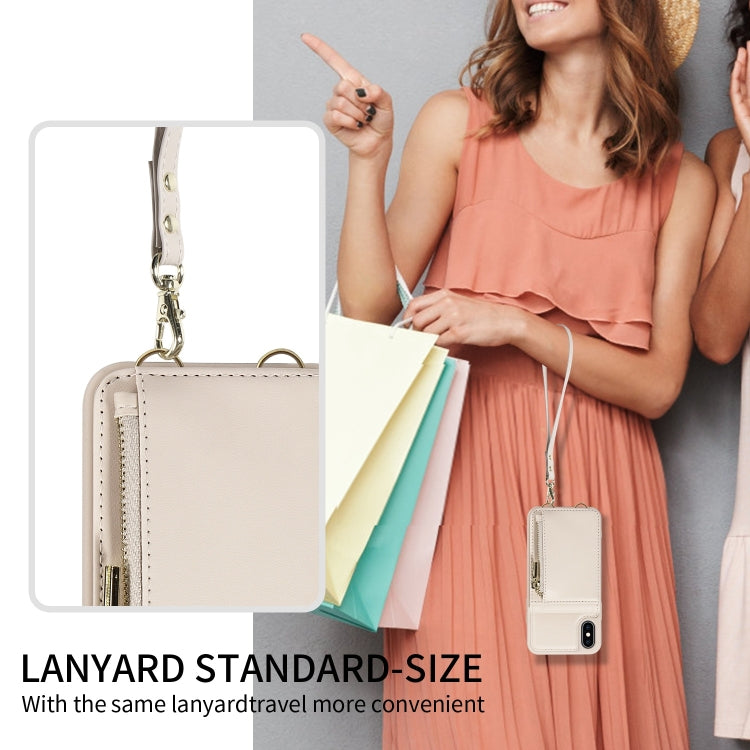 Étui portefeuille en cuir avec lanière bandoulière et fermeture éclair, Pour iPhone XS Max, Pour iPhone 7 Plus / 8 Plus