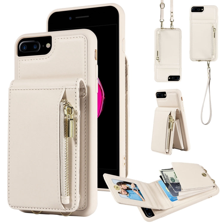 Étui portefeuille en cuir avec lanière bandoulière et fermeture éclair, Pour iPhone XS Max, Pour iPhone 7 Plus / 8 Plus