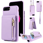 Étui portefeuille en cuir avec lanière bandoulière et fermeture éclair, Pour iPhone XS Max, Pour iPhone 7 Plus / 8 Plus