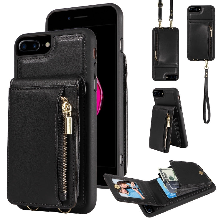 Étui portefeuille en cuir avec lanière bandoulière et fermeture éclair, Pour iPhone XS Max, Pour iPhone 7 Plus / 8 Plus