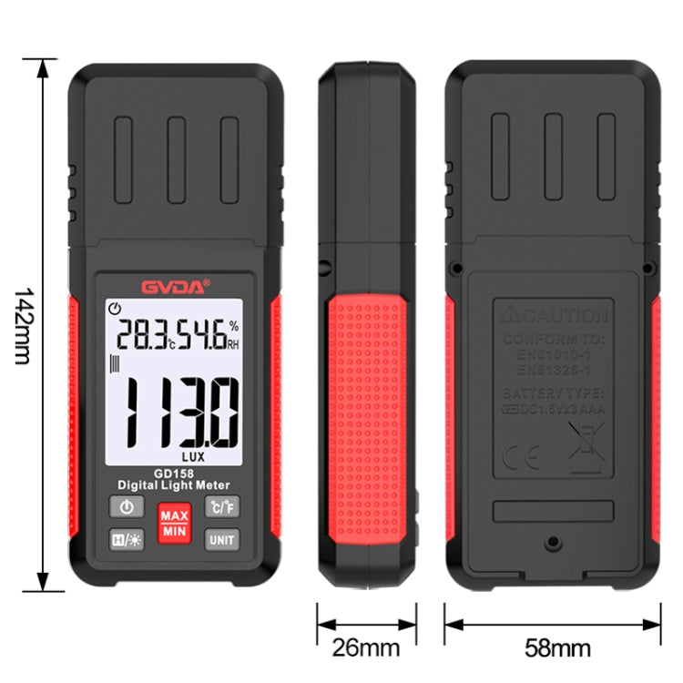 Luxmètre numérique GVDA GD158 200000Lux, testeur de luminosité photomètre