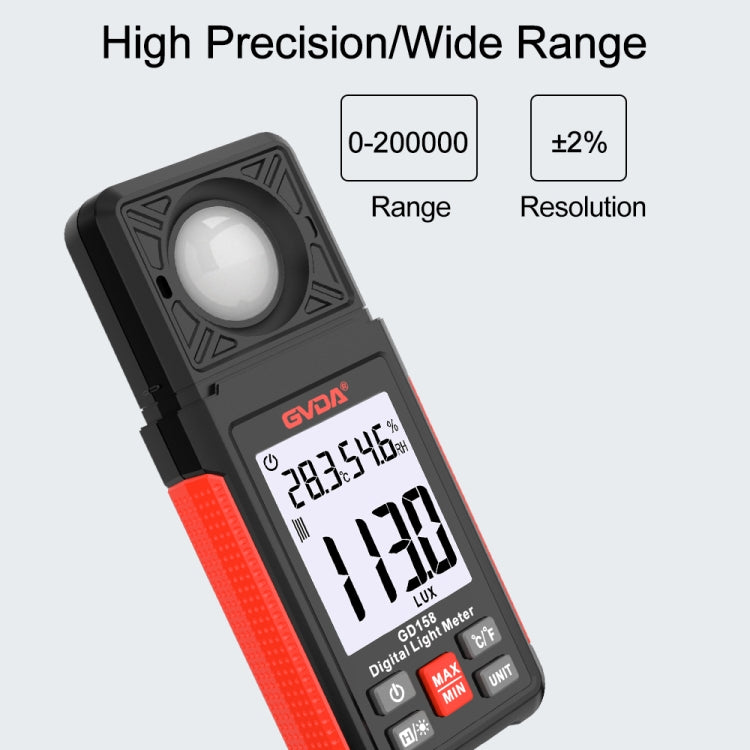 Luxmètre numérique GVDA GD158 200000Lux, testeur de luminosité photomètre