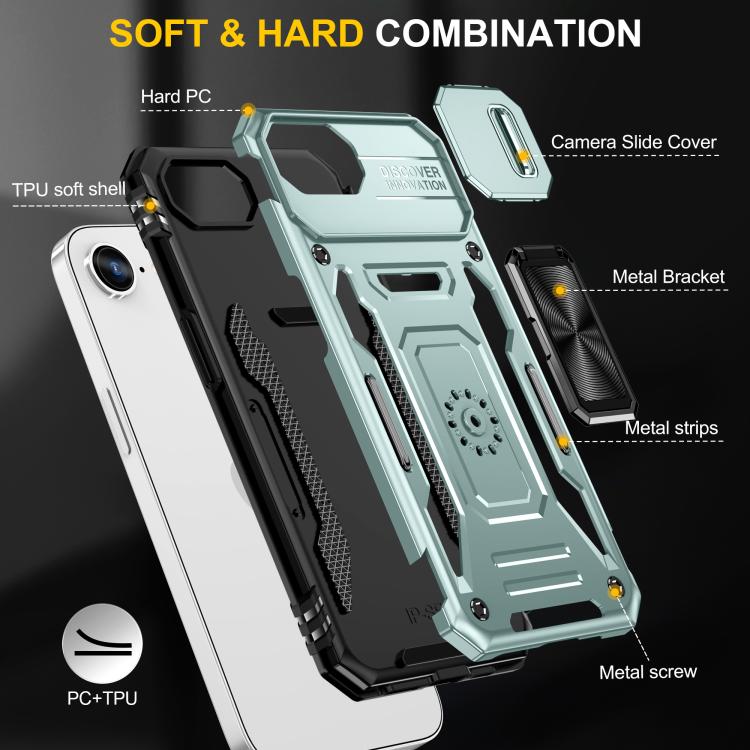 Coque de téléphone de protection PC + TPU avec protection d'appareil photo, pour iPhone 17e / 16e, pour iPhone 17 Pro Max, pour iPhone 17 Pro, pour iPhone 17, pour iPhone Air, pour iPhone 16 Pro Max