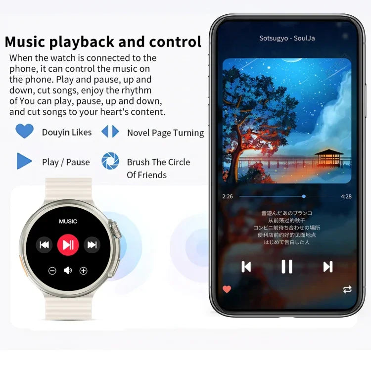 Montre connectée Z78 Ultra avec écran rond HD de 1,52 pouce et surveillance de la fréquence cardiaque et de l'oxygène sanguin