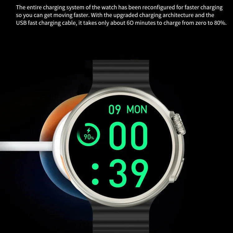 Montre connectée Z78 Ultra avec écran rond HD de 1,52 pouce et surveillance de la fréquence cardiaque et de l'oxygène sanguin