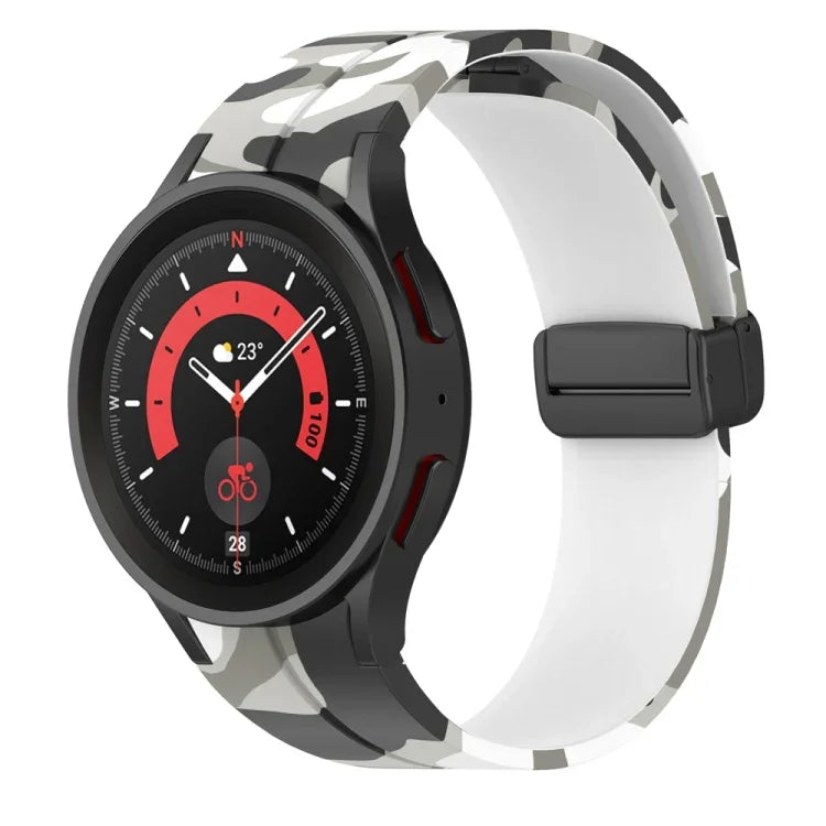 Bracelet de montre en silicone camouflage à fermoir magnétique, pour Samsung Galaxy Watch5 / 5 Pro / Watch 4 / 4 Classic
