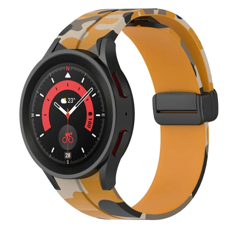 Bracelet de montre en silicone camouflage à fermoir magnétique, pour Samsung Galaxy Watch5 / 5 Pro / Watch 4 / 4 Classic