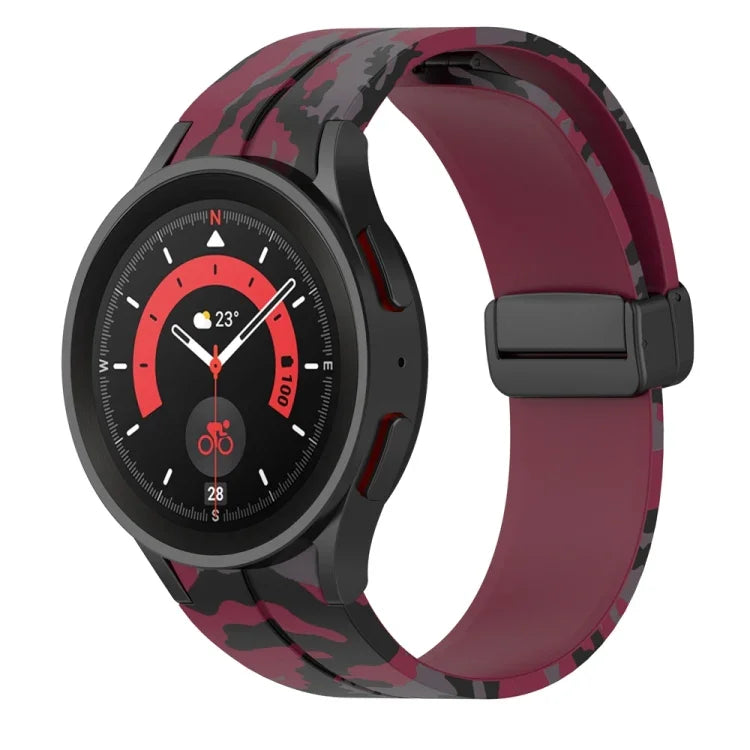 Bracelet de montre en silicone camouflage à fermoir magnétique, pour Samsung Galaxy Watch5 / 5 Pro / Watch 4 / 4 Classic