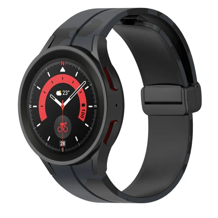 Bracelet de montre en silicone camouflage à fermoir magnétique, pour Samsung Galaxy Watch5 / 5 Pro / Watch 4 / 4 Classic