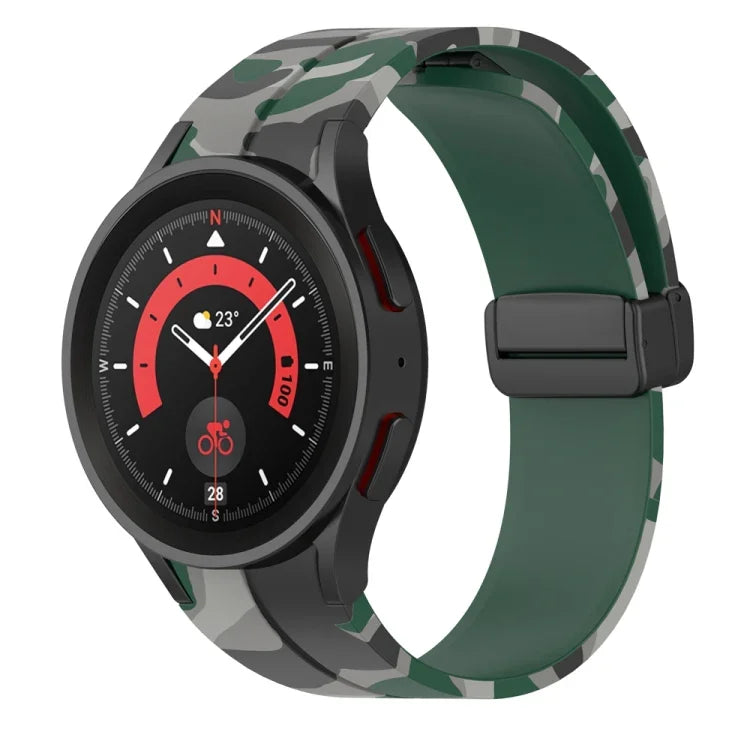 Bracelet de montre en silicone camouflage à fermoir magnétique, pour Samsung Galaxy Watch5 / 5 Pro / Watch 4 / 4 Classic