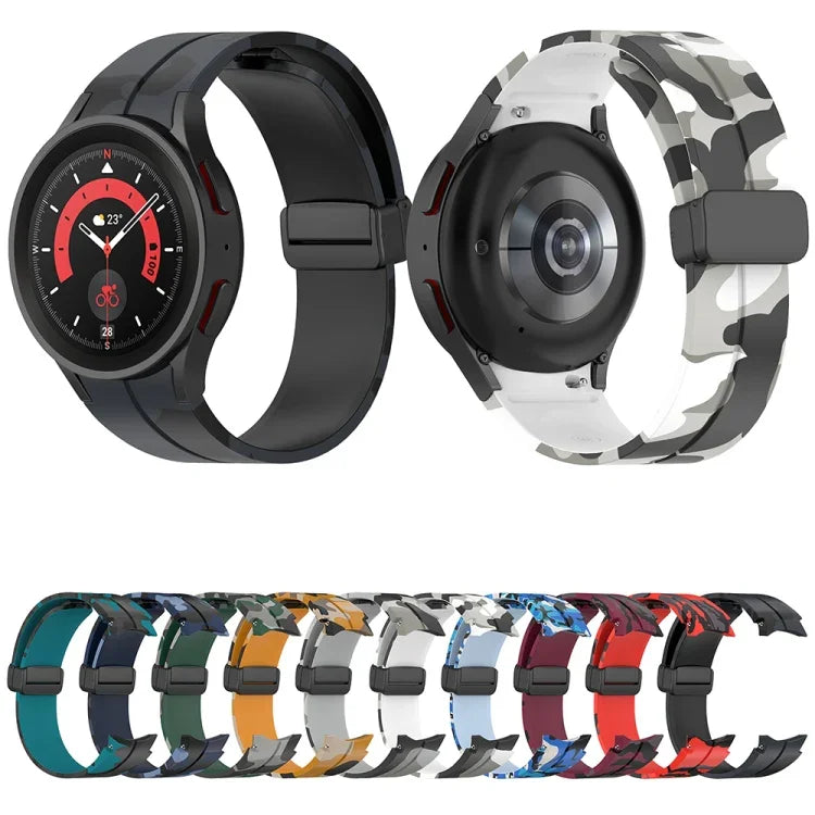 Bracelet de montre en silicone camouflage à fermoir magnétique, pour Samsung Galaxy Watch5 / 5 Pro / Watch 4 / 4 Classic