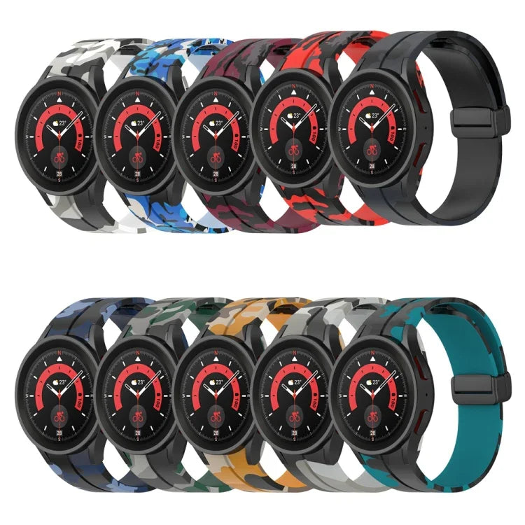 Bracelet de montre en silicone camouflage à fermoir magnétique, pour Samsung Galaxy Watch5 / 5 Pro / Watch 4 / 4 Classic