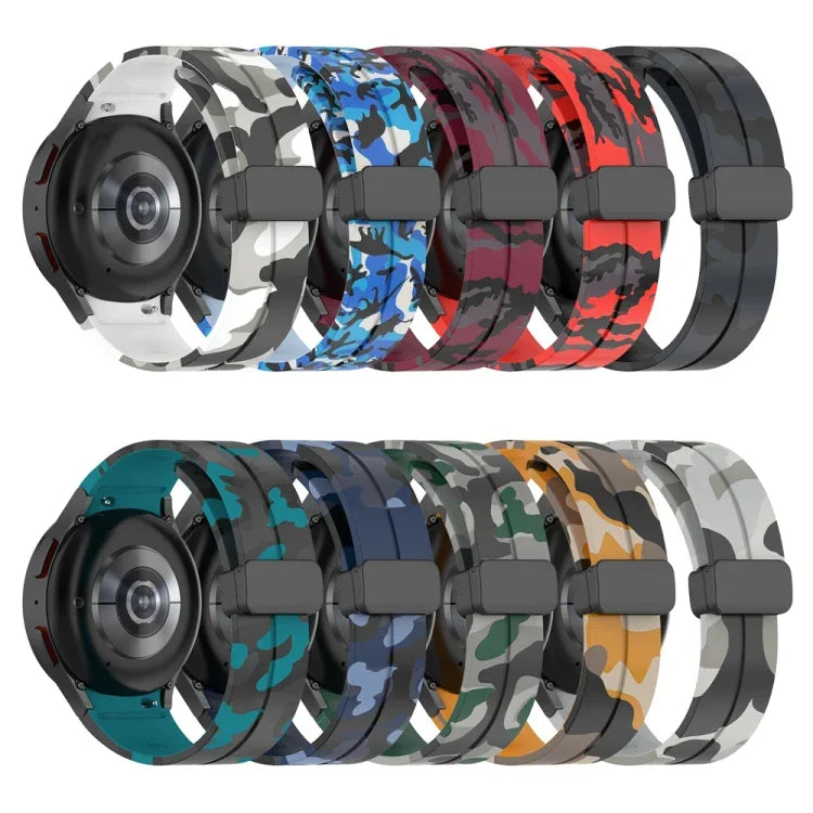 Bracelet de montre en silicone camouflage à fermoir magnétique, pour Samsung Galaxy Watch5 / 5 Pro / Watch 4 / 4 Classic