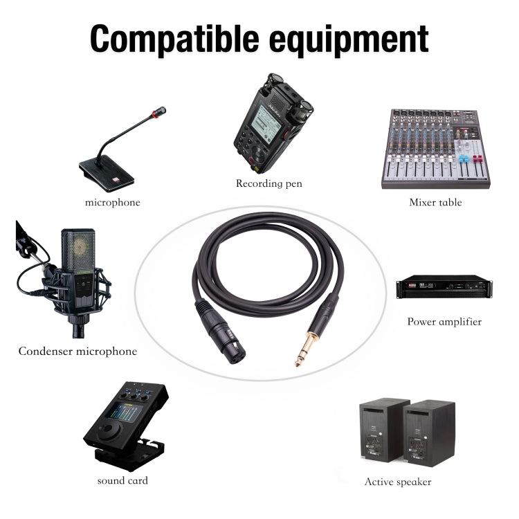 Câble microphone 6,35 mm 1/4 TRS mâle vers XLR 3 broches femelle, 1 m, 1,8 m, 3 m, 5 m, 10 m