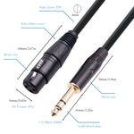 Câble microphone 6,35 mm 1/4 TRS mâle vers XLR 3 broches femelle, 1 m, 1,8 m, 3 m, 5 m, 10 m