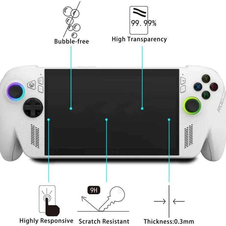 2 films de protection en verre trempé anti-explosion 9H 0,3 mm, pour ASUS Xbox Ally 7 pouces 2025, pour ASUS ROG Ally X 7 pouces, pour ASUS ROG Ally