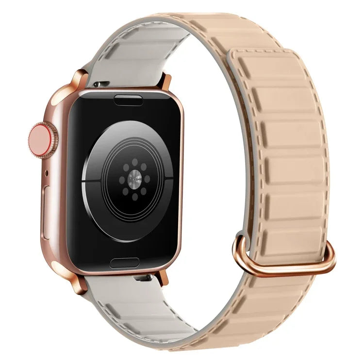 Bracelet de montre magnétique en silicone à boucle inversée, pour Apple Watch 38 mm