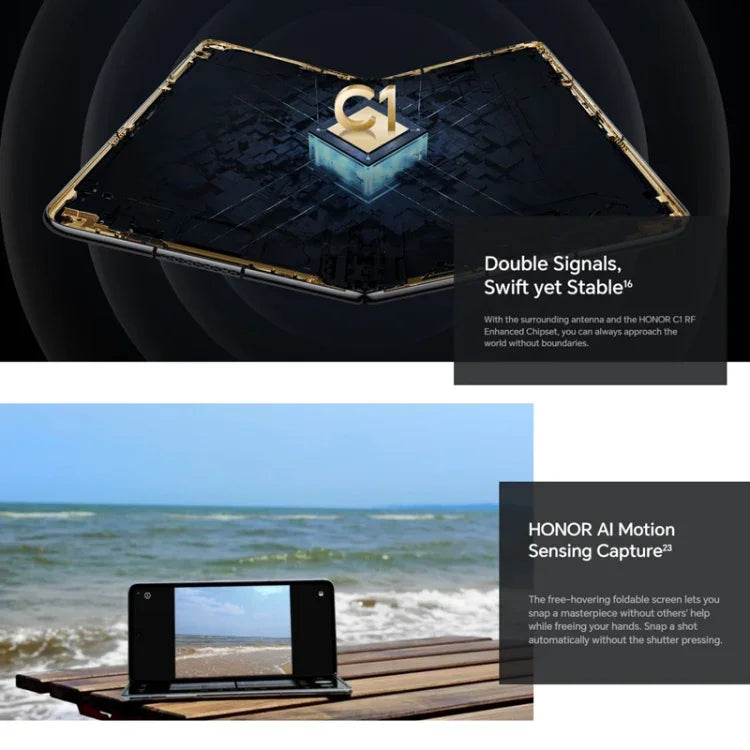 Honor Magic V2 Ultimate 5G, écran 7,92 pouces + 6,43 pouces, MagicOS 7.2, processeur Snapdragon 8 Gen2 octocœur jusqu'à 3,36 GHz, réseau : 5G, OTG, non compatible avec Google Play, 16 Go + 1 To